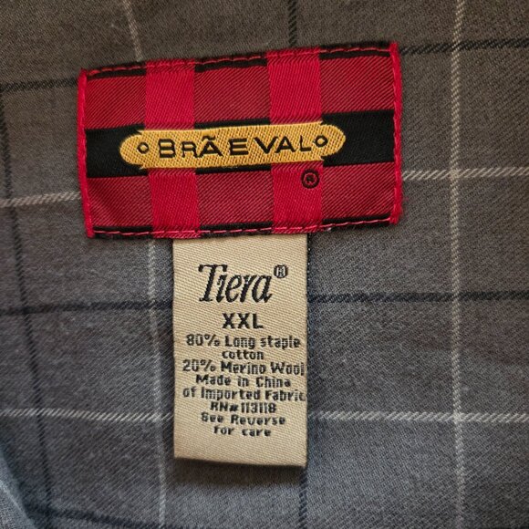 Braeval Mens Shirt Tiera Plaid Wool Blend Flannel Vented Gun Bird Hunt Size XXL - Picture 3 of 13